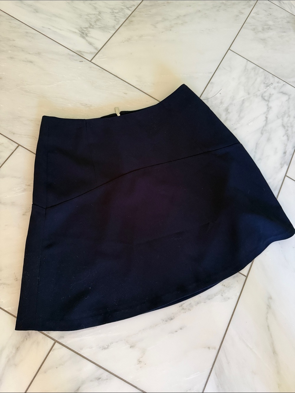 Vince Camuto Navy Asymmetrical Panel Mini Skirt